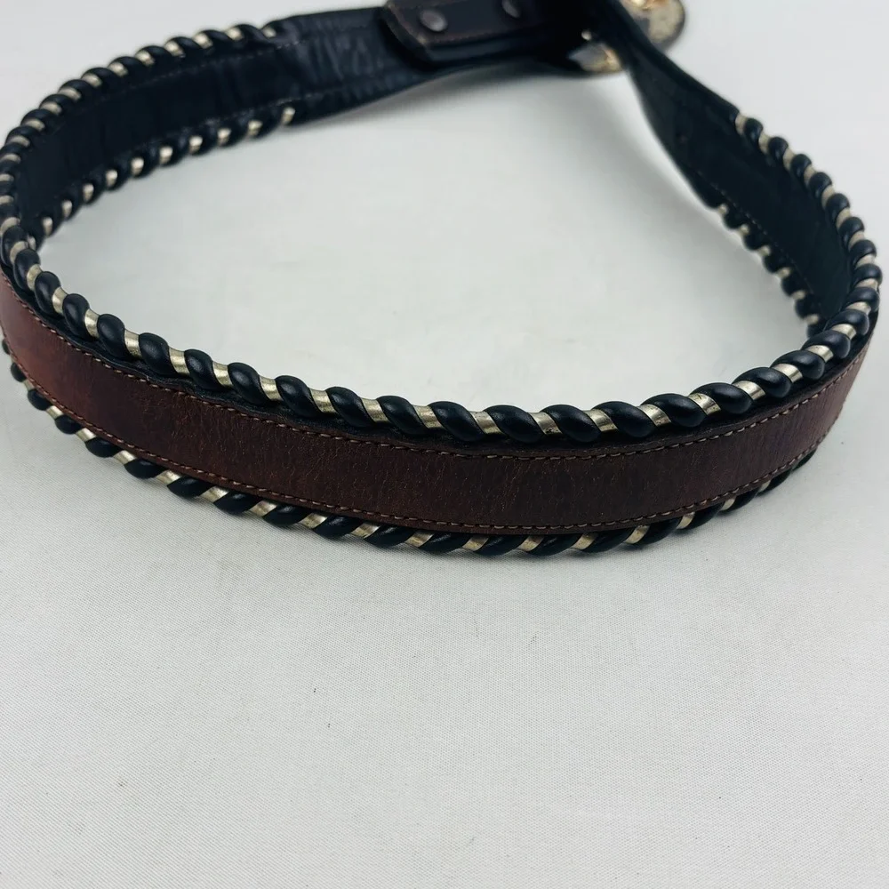 Crumrine Floral Silver Nickel Buckle Simco Saddles‎ Brown Leather Belt Waist 30
